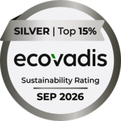 ecovadis Sustainability Rating badge. Silver Top 15%